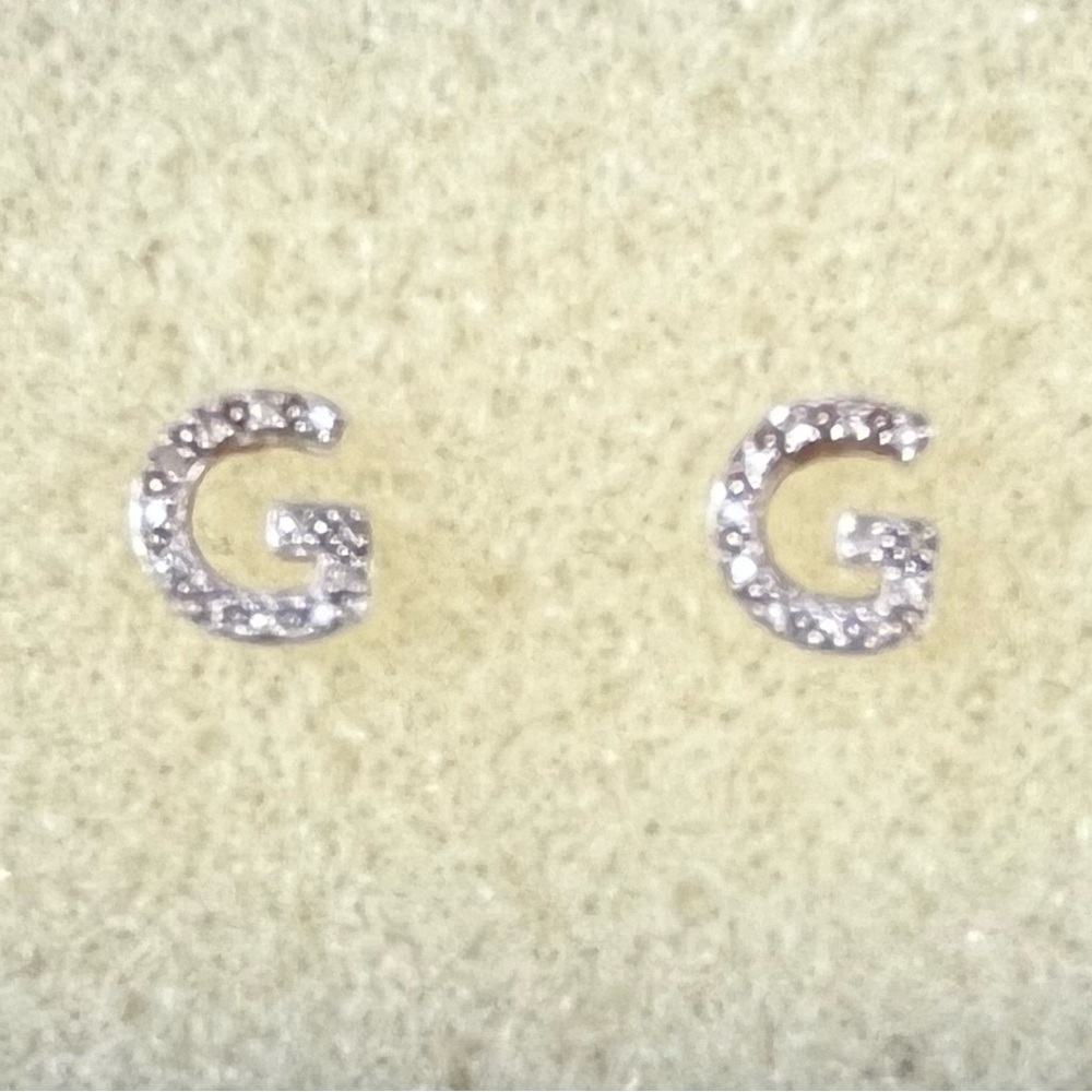 Sterling Silver and Diamond ‘G' Stud Earrings
